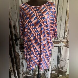 LulaRoe Irma medium patriotic flag design hi- low tunic top see details